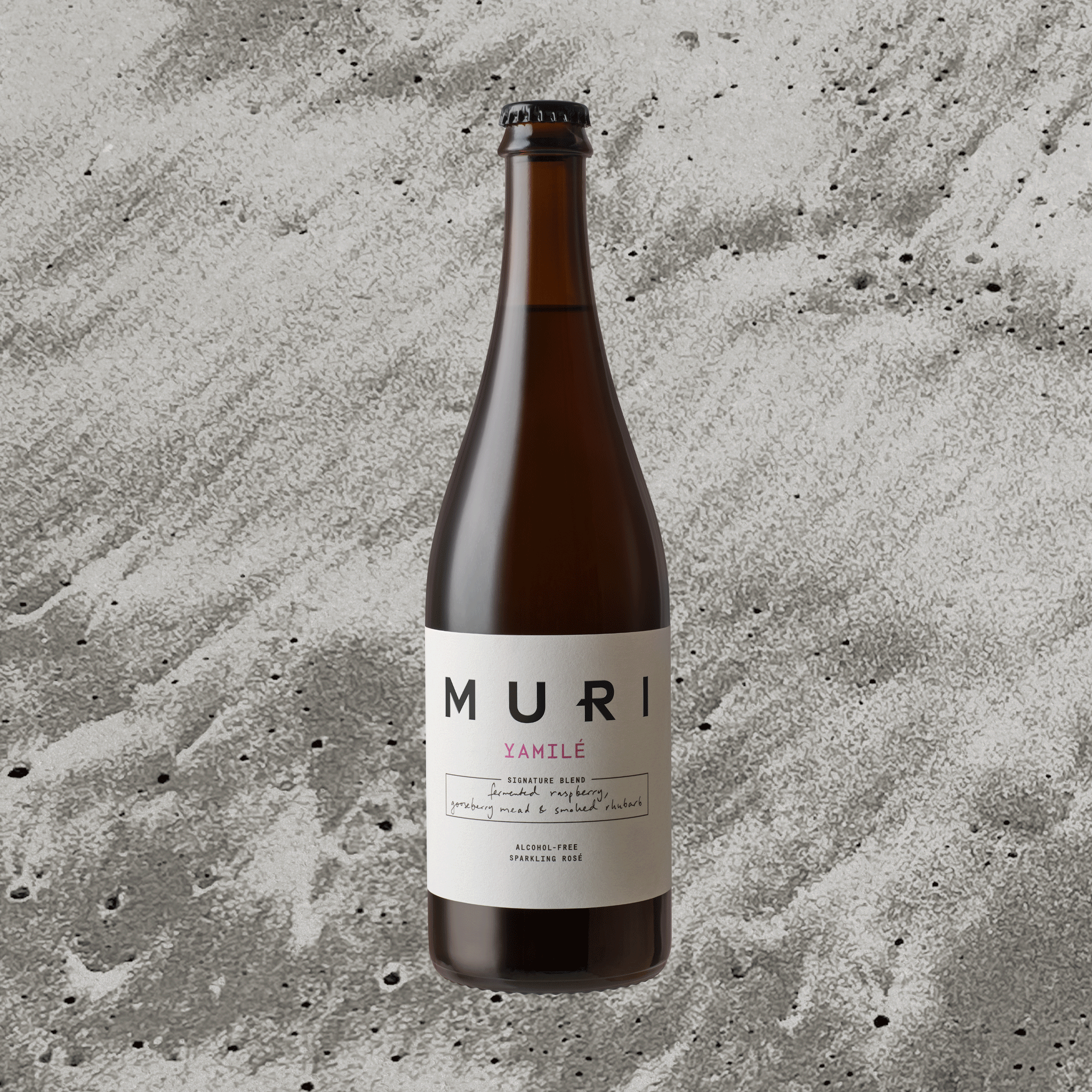 Bottle of Yamile on concrete background
