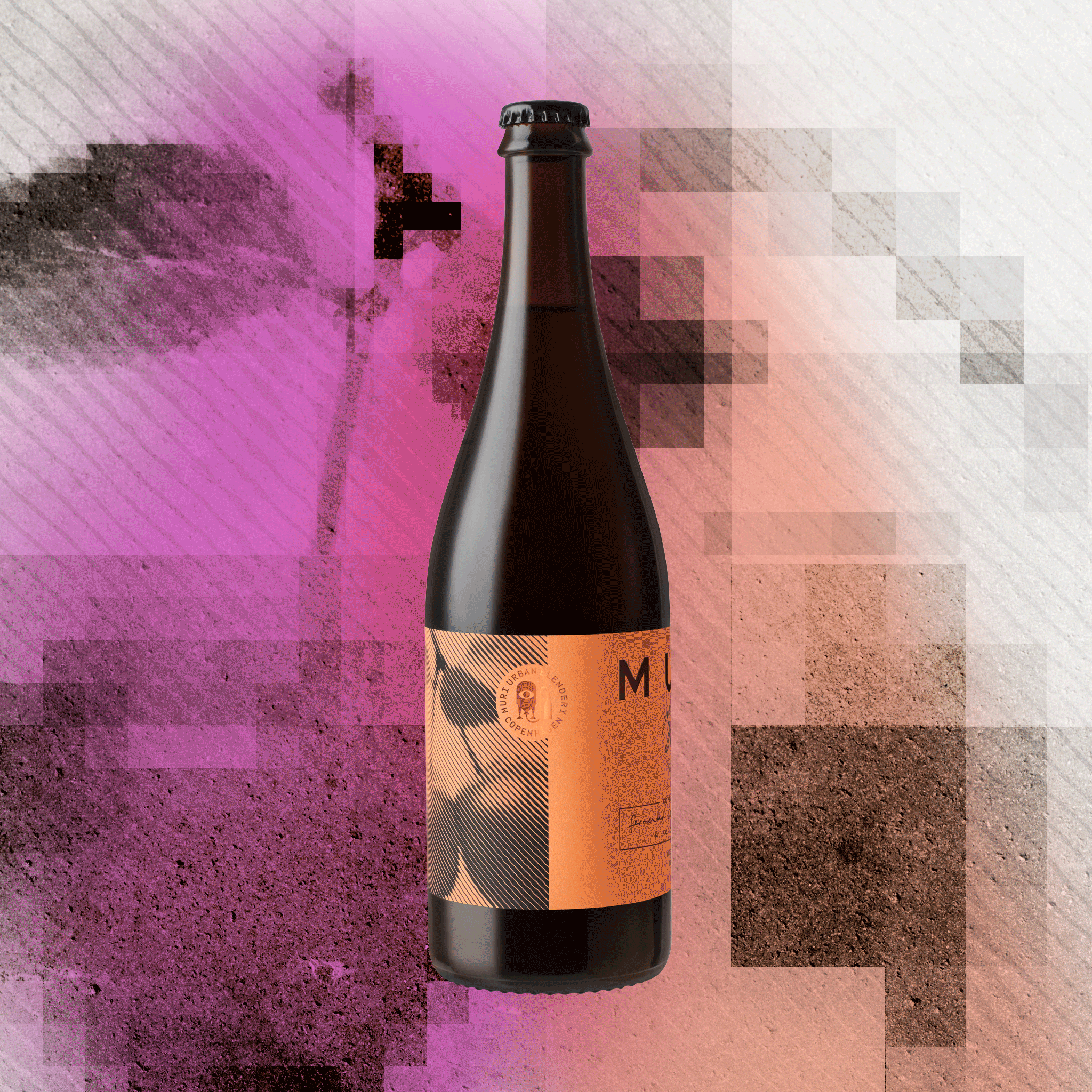A bottle of four horsemen on a pink background